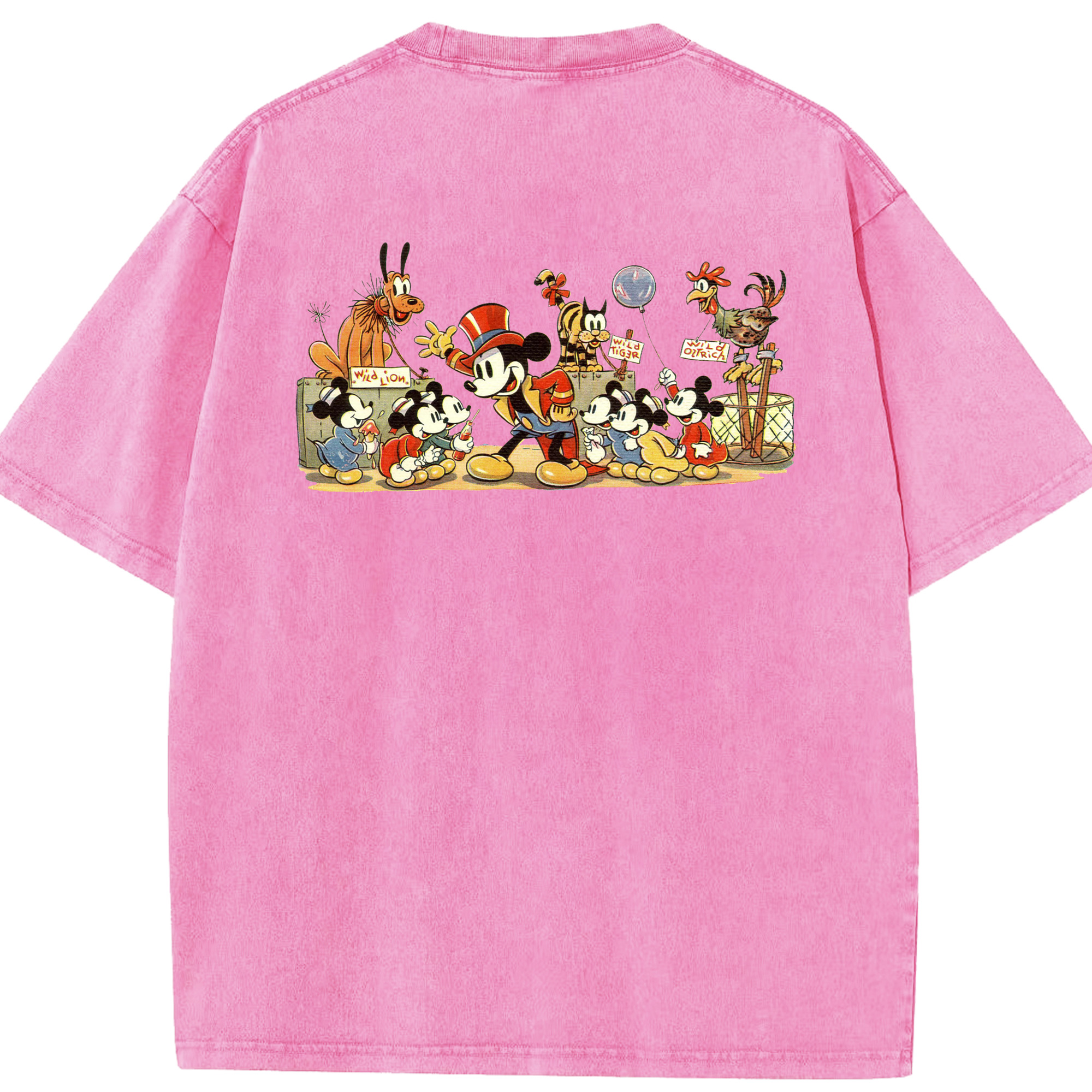 （画像用） ミッキーマウス Mickey Mouse 綿100% ヴィンテージ風 半袖Tシャツ（背面プリント）